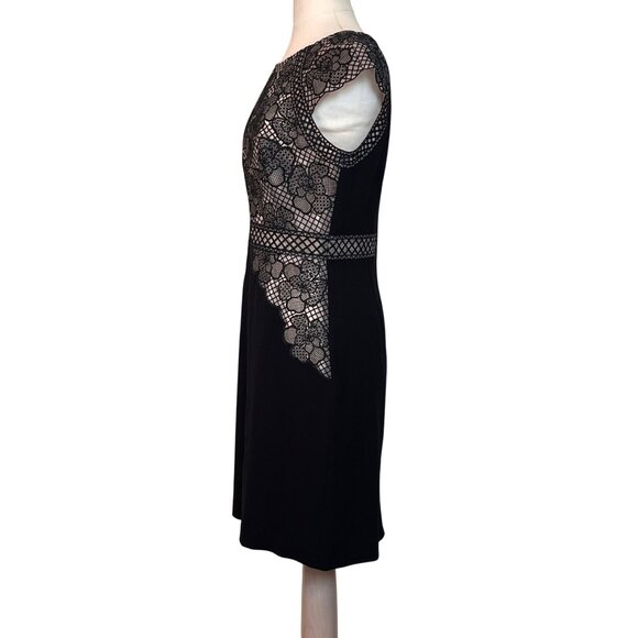 Antonio‎ Melani Black Lace Floral Dress 10 Dark Romantic Mob Wife Retro Glam MCM - Picture 4 of 12